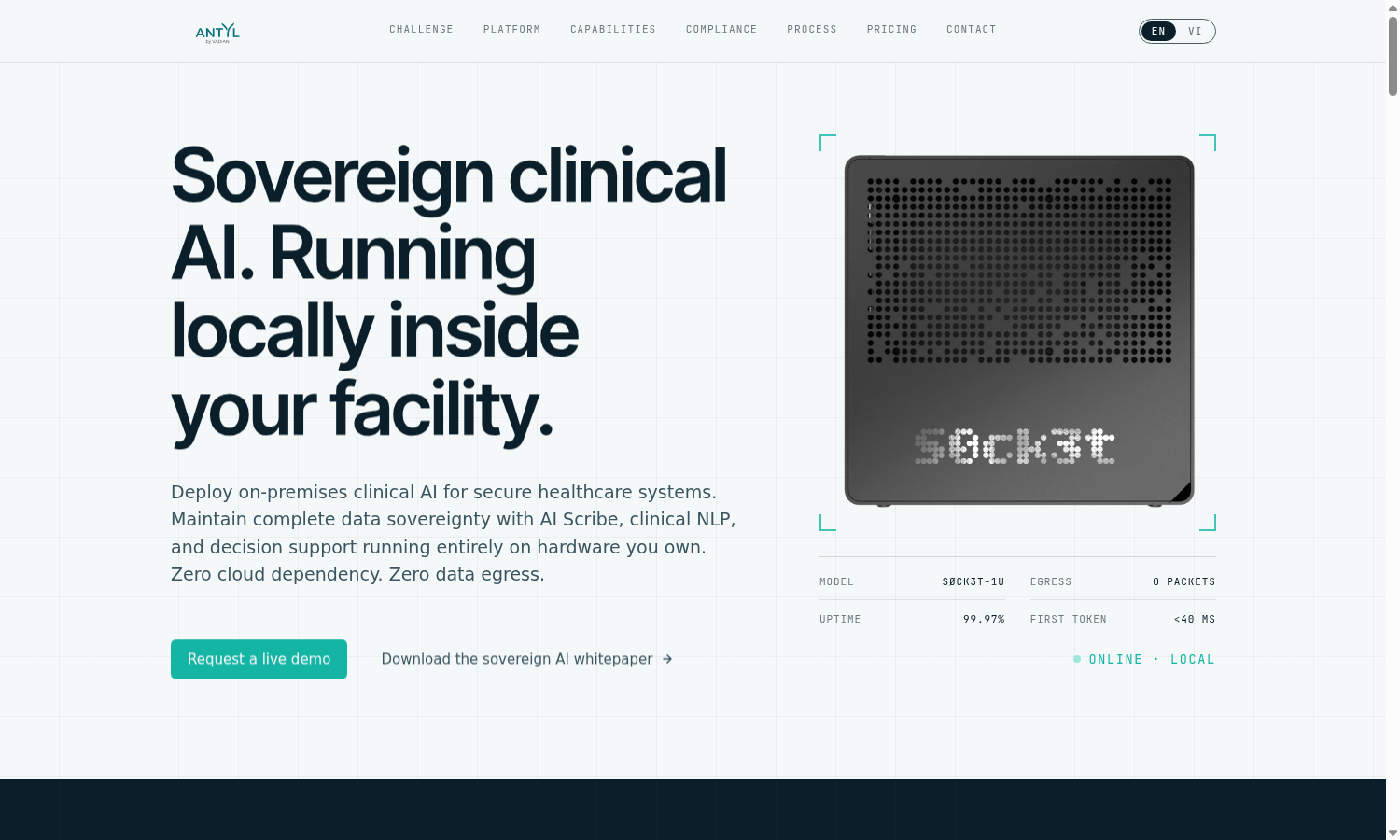 Antyl — on-premises clinical AI for secure healthcare systems